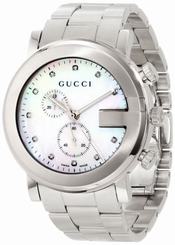 Gucci Watches : YA101351 Quartz Chronograph Mother Of Pearl Dial Stainless Steel Unisex Watch