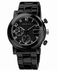 Gucci Watches : YA101352 Quartz Chronograph Black Dial Ceramic Unisex Watch