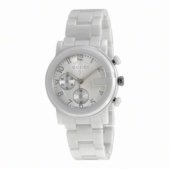 Gucci Watches : YA101353 Quartz Chronograph White Ceramic Unisex Watch