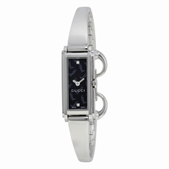 Gucci Watches : YA109505 Black With 2 Diamonds Quartz Women Watch