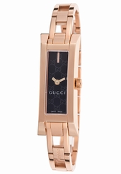 Gucci Watches : YA110523 Quartz Black Dial Rose Gold Tone Stainless Steel Women Watch