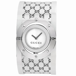Gucci Watches : YA112413 Quartz Steel White Mother Of Pearl Rotating Dial Steel Band Women Watch