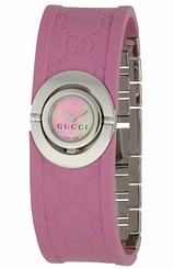 Gucci Watches : YA112521 Quartz Pink Dial Rubber and Stainless Steel Women Watch