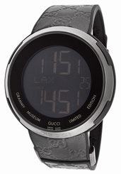 Gucci Watches : YA114101 Quartz Digital Dial Black Leather Limited Edition Men Watch