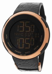 Gucci Watches : YA114102 Quartz Digital Dial Black Leather Limited Edition Men Watch