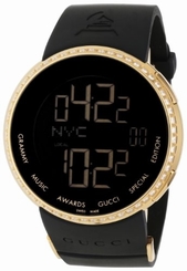 Gucci Watches : YA114217 Quartz Digital Diamond Bezel Black Rubber Grammy Special Edition Men Watch