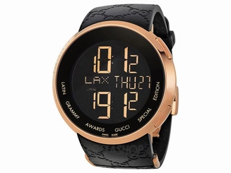 Gucci Watches : YA114222 Quartz Digital Dial Day Date Black Rubber Special Edition Men Watch