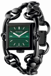 Gucci Watches : YA116312 Quartz Black Pvd Steel Green Malachite Dial Black Pvd Steel Band Women Watch