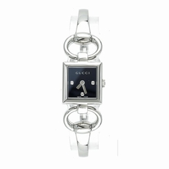 Gucci Watches : YA120503 Quartz Steel Black Diamond Dial Steel Band Women Watch