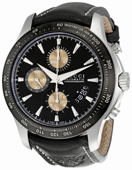 Gucci Watches : YA126215 Automatic Chronograph Black Dial Date Leather Men Watch