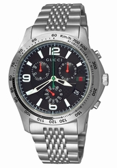 Gucci Watches : YA126221 Quartz Chronograph Black Dial Date Stainless Steel Men Watch