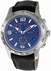 Gucci Watches : YA126223 Quartz Chronograph Blue Dial Date Leather Men Watch