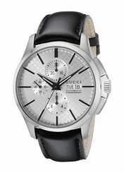 Gucci Watches : YA126265 Automatic Chronograph Day Date Black Leather Men Watch
