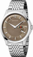 Gucci Watches : YA126310 Quartz Brown Dial Date Stainless Steel Men Watch