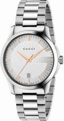 Gucci Watches : YA126442 Quartz Silver Dial Date Stainless Steel Men Watch