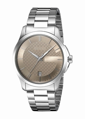 Gucci Watches : YA126445 Brown Dial Stainless Steel Band Women Watch