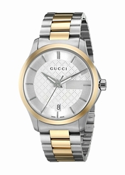 Gucci Watches : YA126450 Silver Dial Gold Tone Band Men Watch