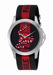 Gucci Watches : YA126493 Quartz Analog Blue and Red Nylon Unisex Watch