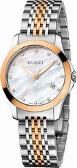 Gucci Watches : YA126514 Quartz Mother Of Pearl Dial Date Two Tone Stainless Steel Women Watch