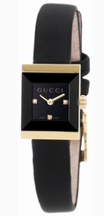 Gucci Watches : YA128505 Quartz Diamond Dial 18k Yellow Gold Case Black Satin Women Watch