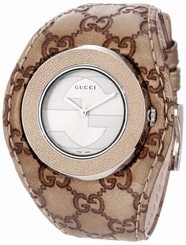 Gucci Watches : YA129425 Quartz U-Play Silver Dial Leather Women Watch