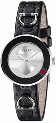 Gucci Watches : YA129508 Quartz U-Play Silver Dial Black Leather Women Watch