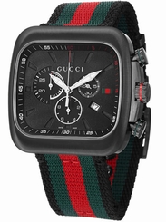Gucci Watches : YA131202 Quartz Chronograph Black Dial Nylon Men Watch
