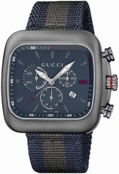 Gucci Watches : YA131203 Quartz Chronograph Blue Dial Date Nylon Men Watch