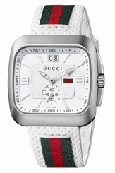 Gucci Watches : YA131303 Quartz White Dial Date Leather Men Watch