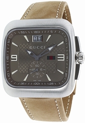 Gucci Watches : YA131312 Quartz Analog Dial Date Brown Leather Men Watch