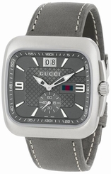 Gucci Watches : YA131313 Quartz Gray Dial Date Leather Men Watch