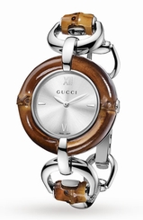 Gucci Watches : YA132403 Quartz Silver Dial Stainless Steel Bamboo Women Watch