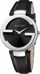 Gucci Watches : YA133301 Quartz Analog Black Dial Leather Unisex Watch