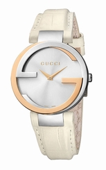 Gucci Watches : YA133303 Quartz Analog Silver Dial White Leather Women Watch