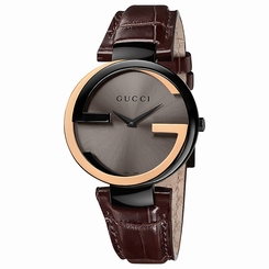 Gucci Watches : YA133304 Quartz Analog Dark Brown Dial Leather Unisex Watch