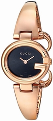 Gucci Watches : YA134509 Quartz Black Dial Rose Gold Tone Stainless Steel Women Watch