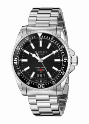Gucci Watches : YA136301 Black Dial Stainless Steel Band Men Watch