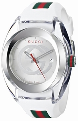 Gucci Watches : YA137102 Quartz Silver Dial Date Rubber Men Watch