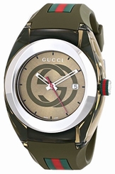 Gucci Watches : YA137106 Quartz Analog Date Green Khaki Rubber Men Watch