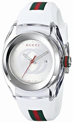 Gucci Watches : YA137302 Quartz Silver Dial Date Rubber Men Watch