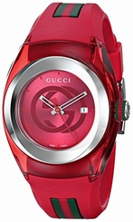 Gucci Watches : YA137303 Quartz Red Dial Date Rubber Men Watch