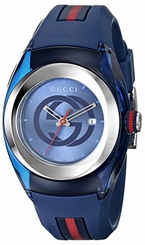 Gucci Watches : YA137304 Quartz Blue Dial Date Rubber Men Watch