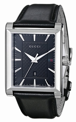 Gucci Watches : YA138404 Quartz Black Dial Date Black Leather Men Watch