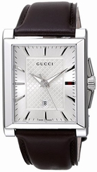 Gucci Watches : YA138405 Quartz Analog Date Brown Leather Rectangle Men Watch