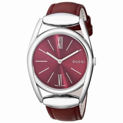 Gucci Watches : YA139402 Quartz Analog Red Leather Women Watch