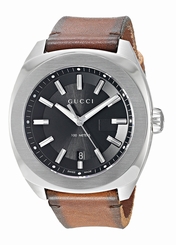 Gucci Watches : YA142207 Quartz Analog Date Brown Leather Men Watch