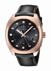 Gucci Watches : YA142309 Black Dial Gold Tone Band Men Watch