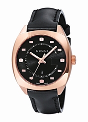 Gucci Watches : YA142407 Black Dial Gold Tone Band Men Watch